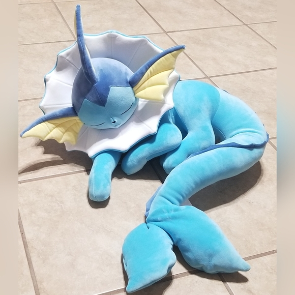 2025 Jazwares Pokémon 18-in Sleeping Vaporeon Soft New Snuggle Pillow Eevee 2025 Jazwares Pokémon 18-in Sleeping Vaporeon Soft New Snuggle Pillow Eevee
